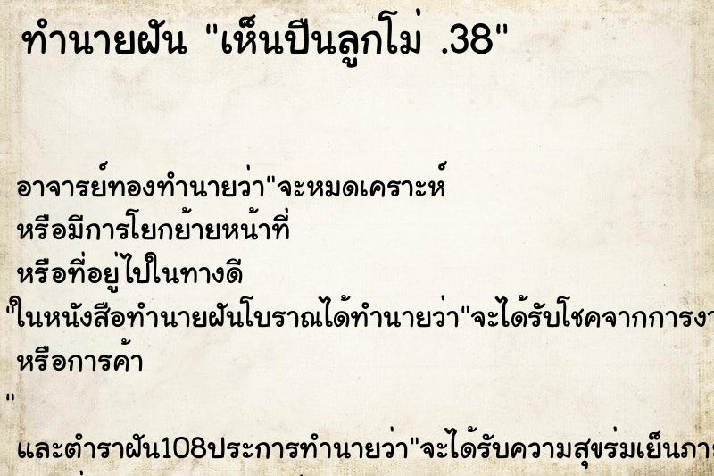 ทำนายฝัน เห็นปืนลูกโม่ .38 ทำนายฝัน เห็นปืนลูกโม่ .38